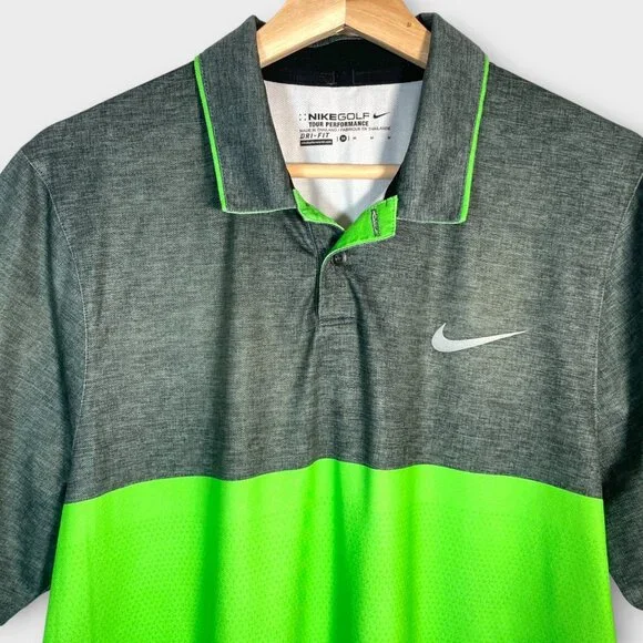 NIKE GOLF Major Moment Polo Shirt Men's MEDIUM Green Gray - Picture 4 of 7